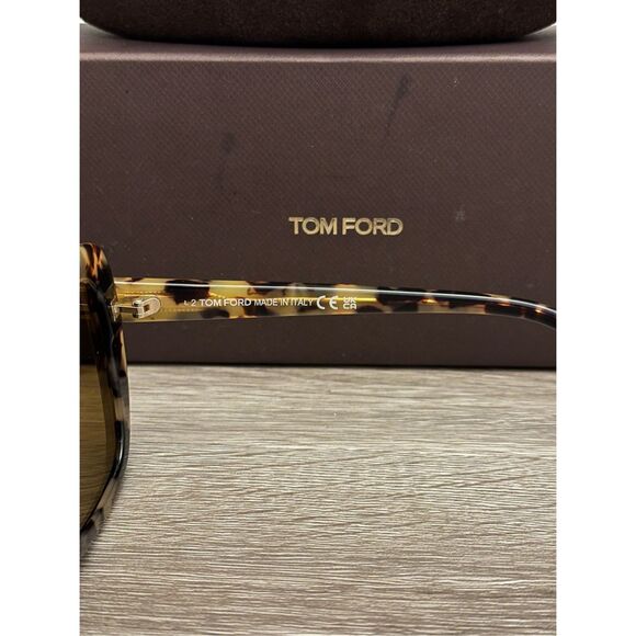BNIB Tom Ford FT1008 55J Plastic Havana Roviex Cat-Eye Sunglasses Brown $440 main image 5